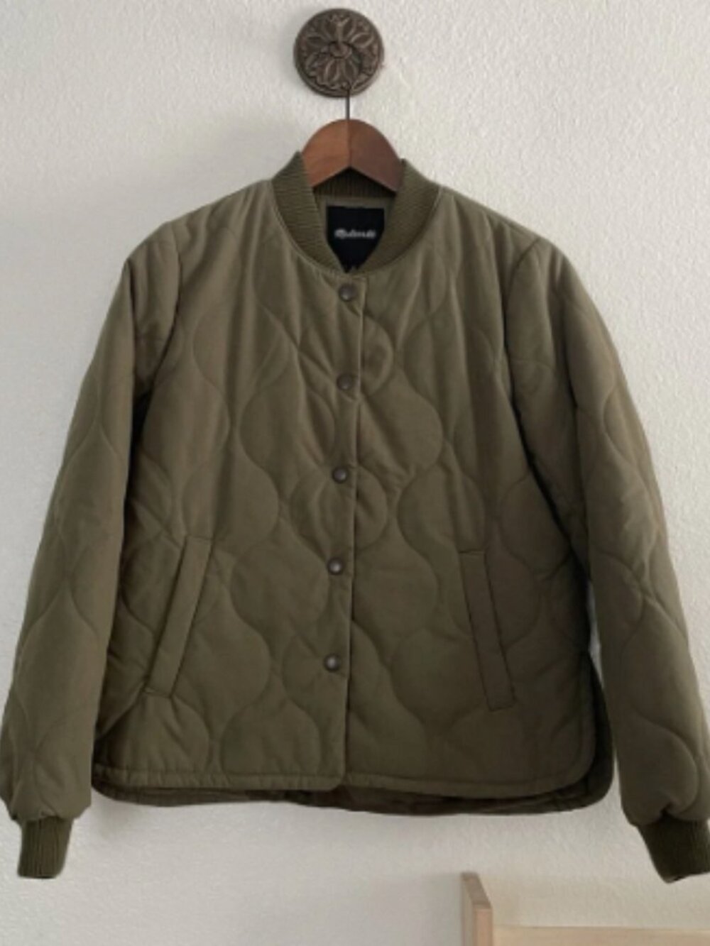 Madewell Olive Green Quilted Bomber - XS